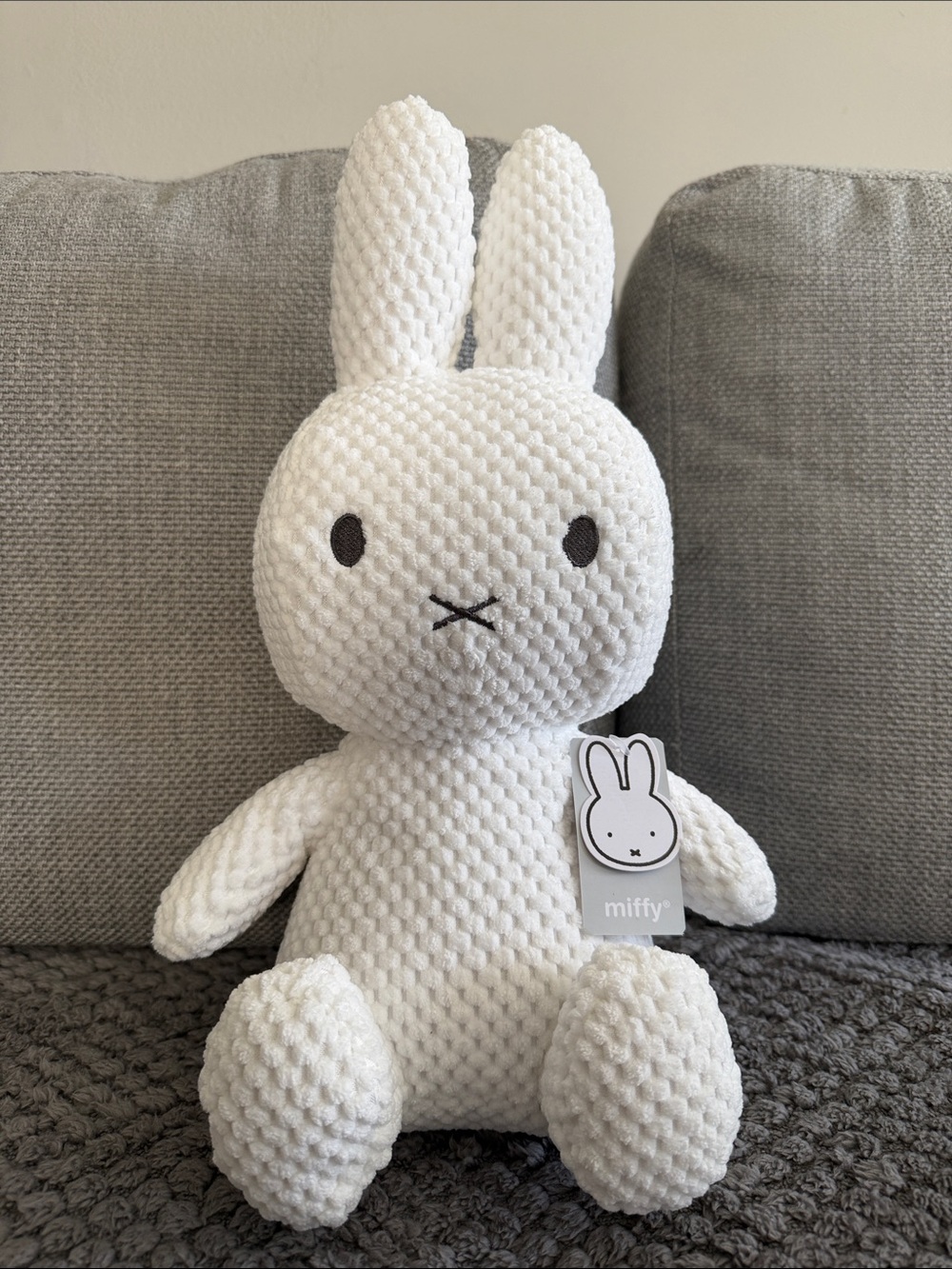 miffy White Textured Plush Bunny Stuffed Animal